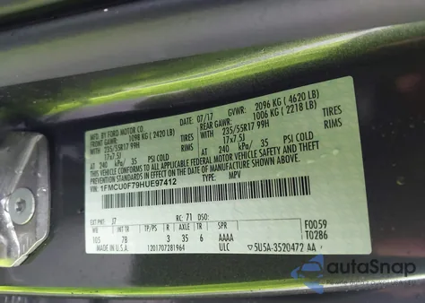 2017 Ford Escape S from USA, damaged, VIN 1FMCU0F79HUE97412